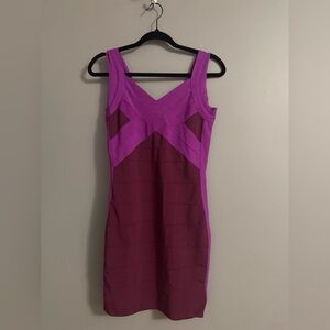 Vintage Express Two-Tone Purple Bandage Dress